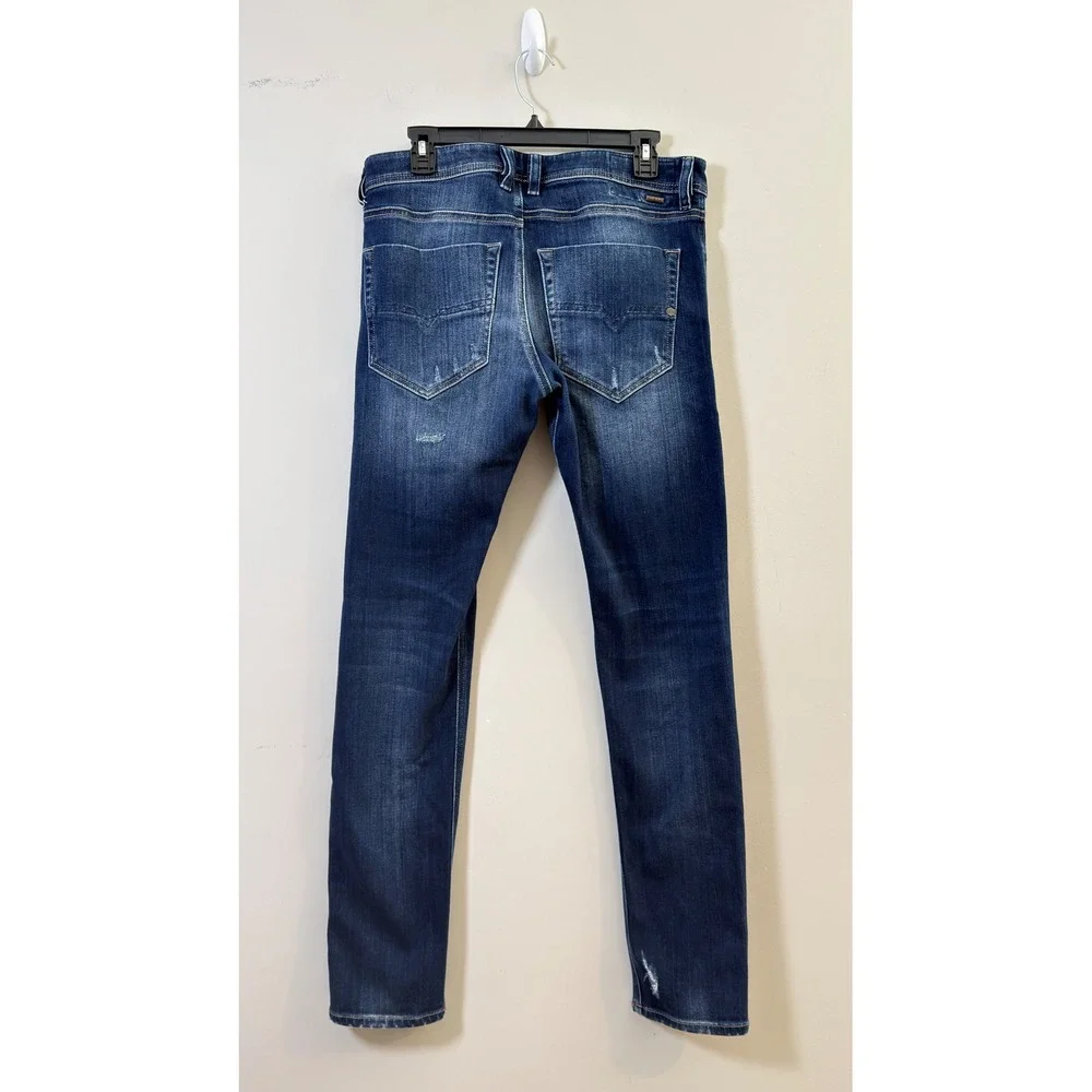 Diesel Tepphar Slim-Carrot Jeans Blue Distressed Stretch Button Fly Men's 31x32